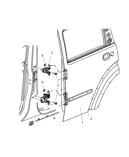 2007 Dodge Nitro Door-Rear Diagram for 55360899AE