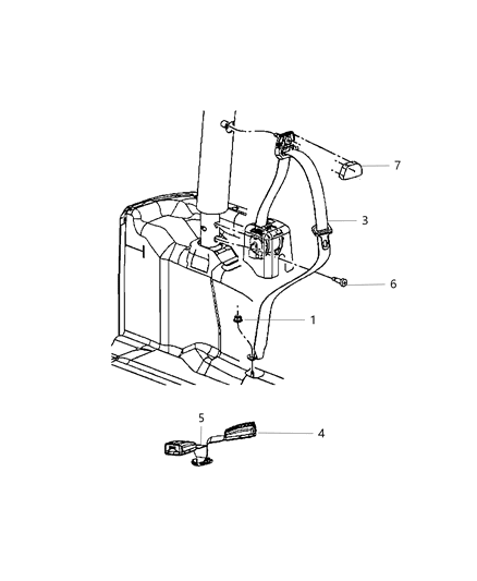 2008 Jeep Wrangler Seat Belt Rear Diagram 1