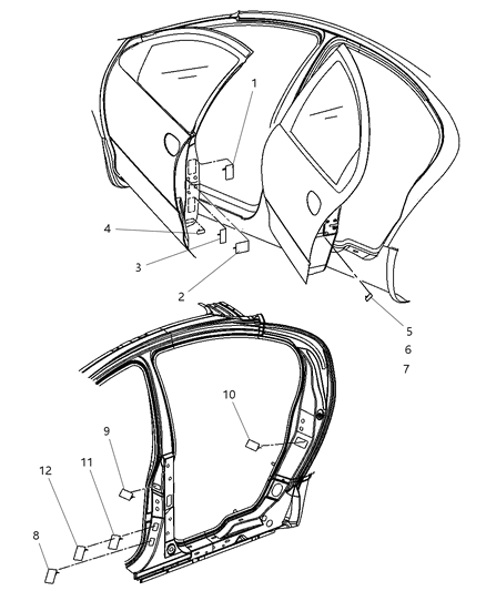 2005 Dodge Magnum Doors & Pillars Diagram