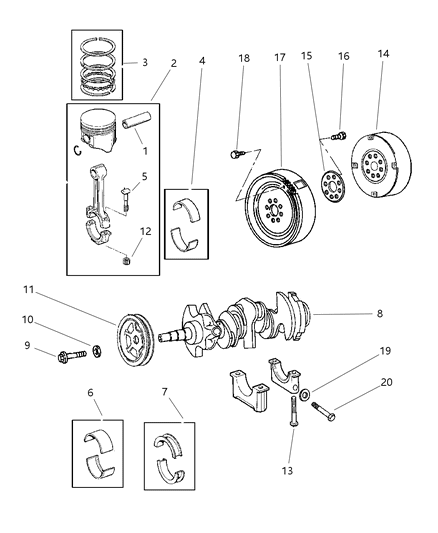 1997 Chrysler LHS Crankshaft , Piston & Torque Converter Diagram 2