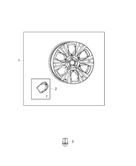 2015 Ram 1500 Aluminum Wheel Diagram for 5UR351D5AA