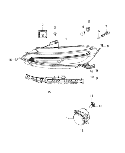 2014 Jeep Cherokee Lamps, Front Diagram