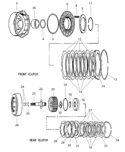 1997 Dodge Ram 2500 Clutch, Front & Rear With Gear Train Diagram 2