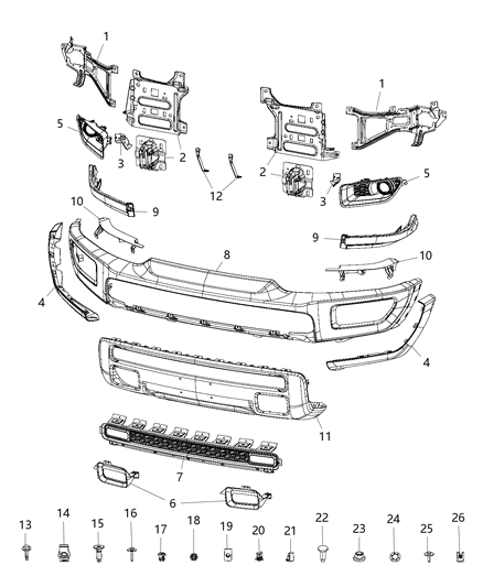 2016 Ram 1500 Bumper, Front Diagram 2