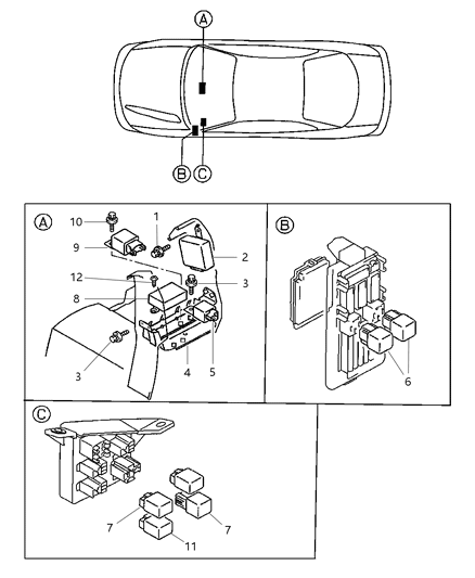 2000 Chrysler Sebring Coupe Relays - Instrument Panel Diagram