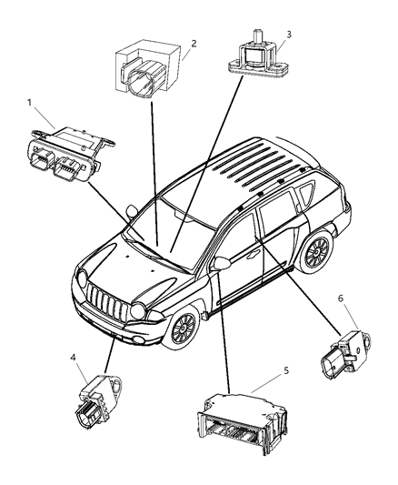 2007 Jeep Compass Air Bag Modules & Sensors Diagram