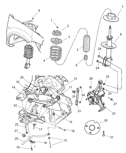 2001 Dodge Neon Front Coil Spring Diagram for 5272608AB