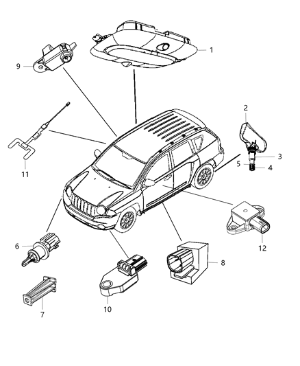 2015 Jeep Compass Sensors - Body Diagram