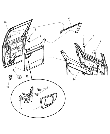 2005 Dodge Grand Caravan Door Panel - Rear Sliding Diagram