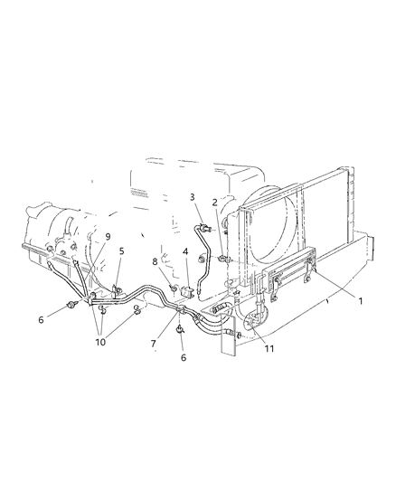 2001 Jeep Cherokee Transmission Oil Cooler & Lines Diagram 2