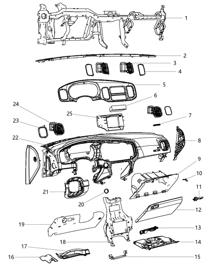 2012 Dodge Charger Instrument Panel-Steering Column Opening Diagram for 1SW62DX9AD