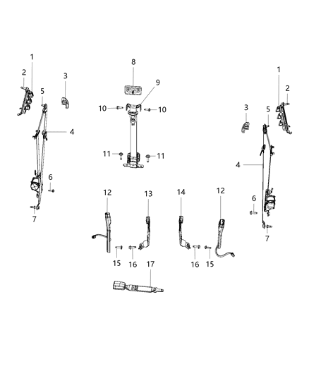 2020 Ram 1500 Classic Seat Belts, First Row Diagram 2