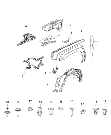 2016 Jeep Patriot REINFMNT-Fender Diagram for 68019180AD