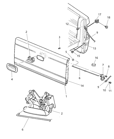 1999 Dodge Dakota Cable-TAILGATE Diagram for 55174827AB