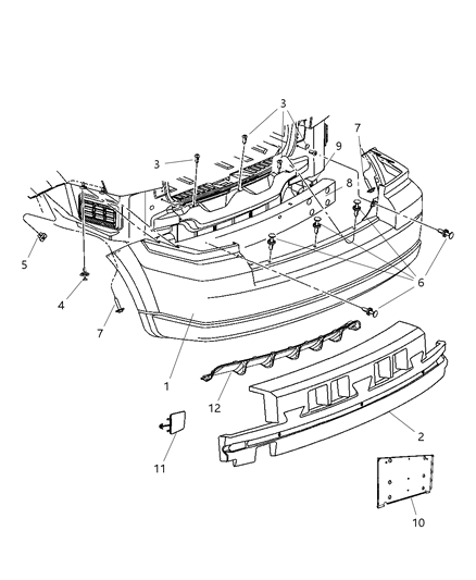 2007 Dodge Caliber ABSORBER-Rear Bumper FASCIA Diagram for 5303772AB