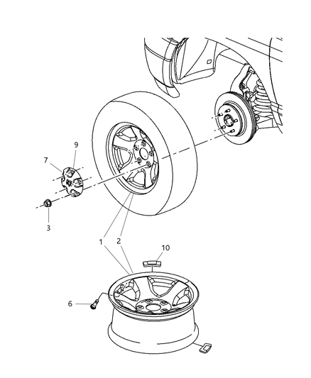 2003 Dodge Ram 3500 Wheels & Hardware Diagram