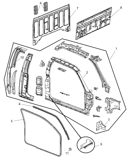 2005 Dodge Dakota WEATHERSTRIP-Body Side Diagram for 55112128AC