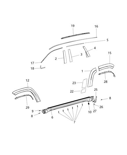 2020 Jeep Grand Cherokee Exterior Ornamentation Diagram 1