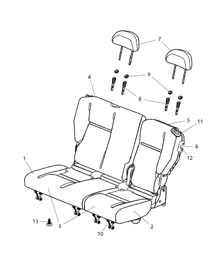 2005 Chrysler PT Cruiser Rear Seat Cushion Cover Diagram for XM761FLAA