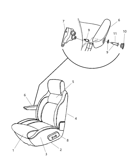 2003 Dodge Ram Van Seat Cush-Front Seat Diagram for YC771T5AA