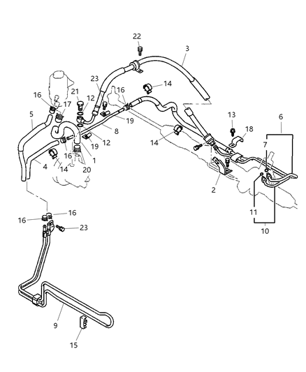 2001 Chrysler Sebring Coupe Power Steering Hoses & Attaching Parts Diagram 1