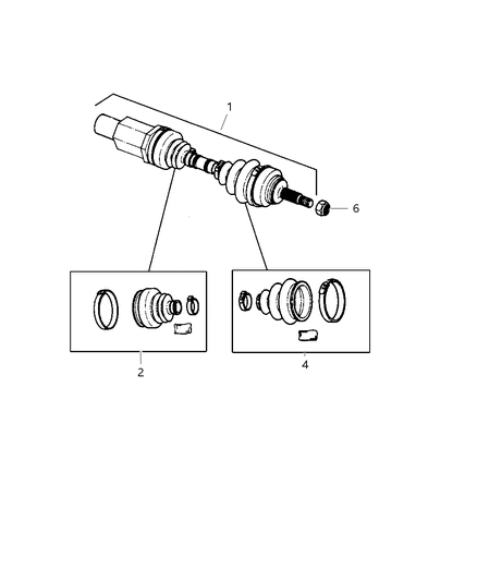 1997 Dodge Intrepid Front Drive Shaft Assembly Diagram for V8028776AA