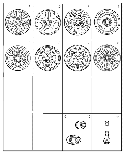 2000 Chrysler Town & Country Wheels & Hardware Diagram