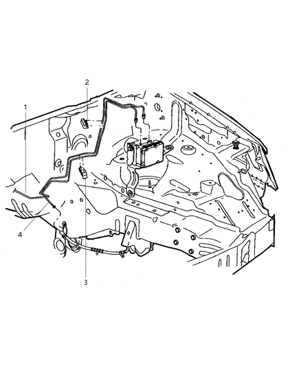 2001 Jeep Grand Cherokee Brakes Lines, Front, Left, And Rear Diagram