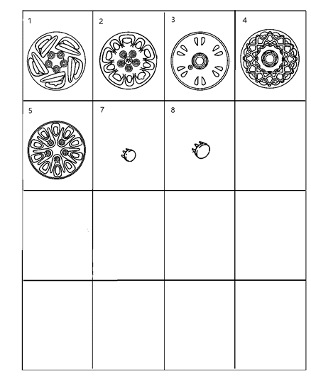 1997 Chrysler Town & Country Caps & Covers, Wheel Diagram