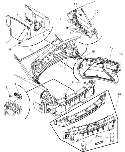 2005 Chrysler 300 Cover-Deck Lid Latch Diagram for 5065765AB