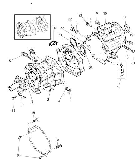 Case & Related Parts of Manual Transmission - 1997 Jeep Wrangler