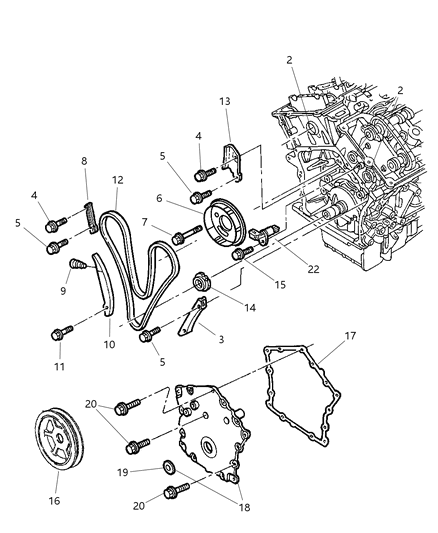 1999 Dodge Intrepid Timing Belt / Chain & Cover Diagram 1