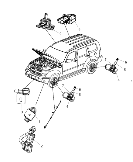 2010 Dodge Nitro Sensors Body Diagram