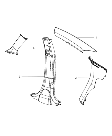 2012 Dodge Charger Interior Moldings And Pillars - A, B And C Pillars Diagram