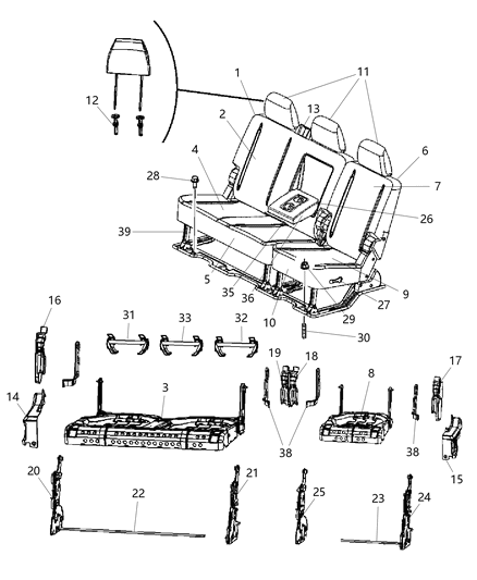 2011 Ram 3500 Pickup Mega Cab - Split Seat Diagram 3