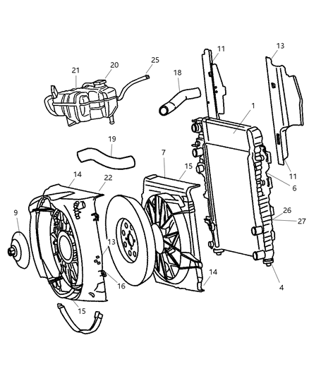 2003 Jeep Liberty Engine Cooling Radiator Diagram for 52080120AC