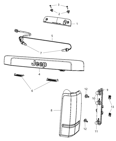 2012 Jeep Liberty Lamps - Rear Diagram