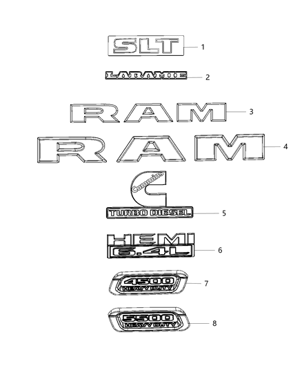 2020 Ram 5500 Bezel-Hood Diagram for 68374023AB