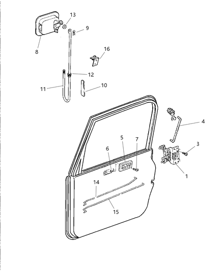 2006 Jeep Wrangler Door, Full Front Lock & Controls Diagram