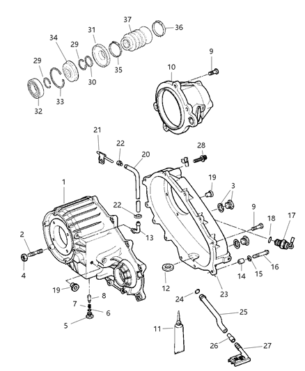 1997 Jeep Grand Cherokee Case , Extension & Miscellaneous Parts Diagram 1