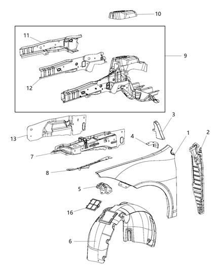 2012 Dodge Dart Front Fender Diagram