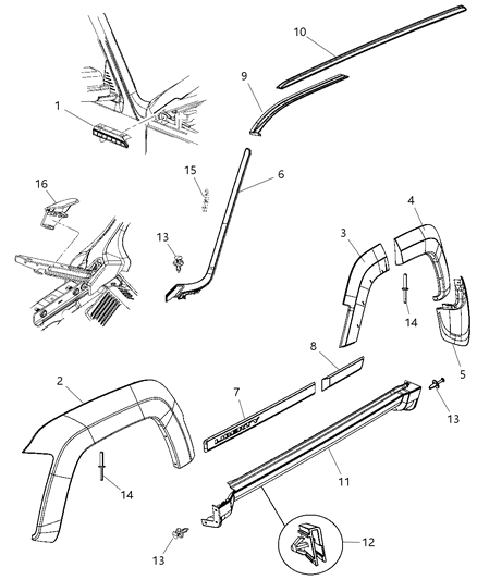 2008 Jeep Liberty Molding-Roof Diagram for 57010110AA