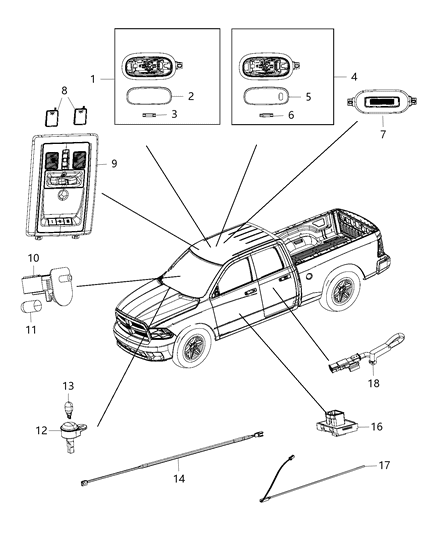 2015 Ram 3500 Lamps, Interior Diagram