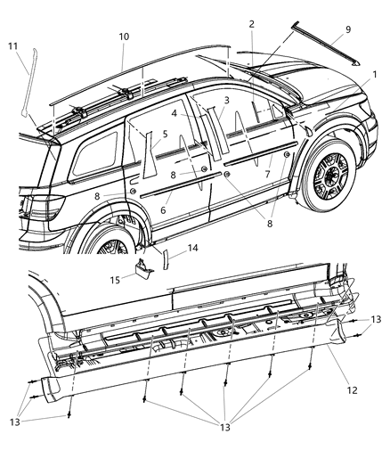 2012 Dodge Journey Molding-Rear Door Diagram for 5076858AD