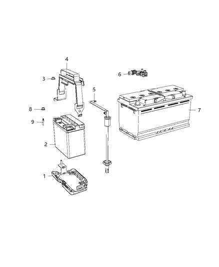 2016 Jeep Grand Cherokee Battery, Tray, And Support Diagram 2