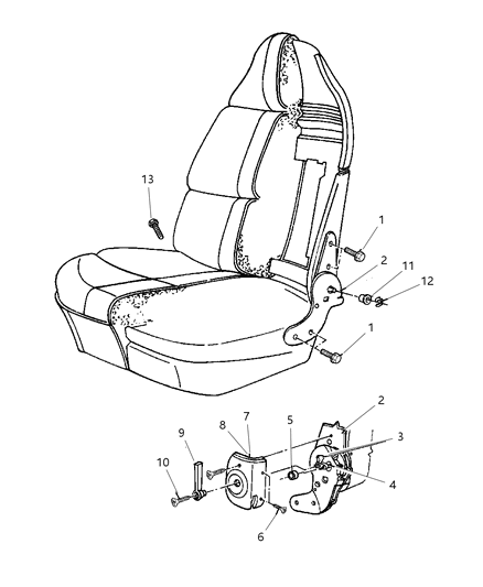 1998 Dodge Ram Wagon Reclining Mechanism-Front Seat Diagram