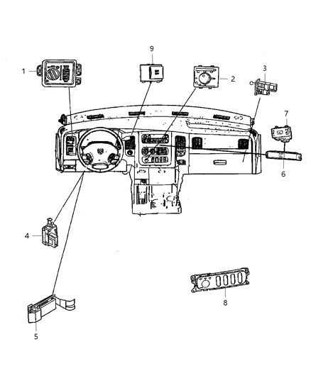 2008 Dodge Ram 1500 Switches Instrument Panel Diagram