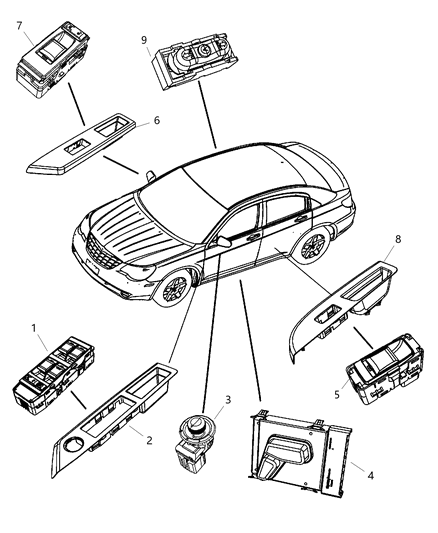 2007 Chrysler Sebring Bezel-Switch Diagram for 68019012AA