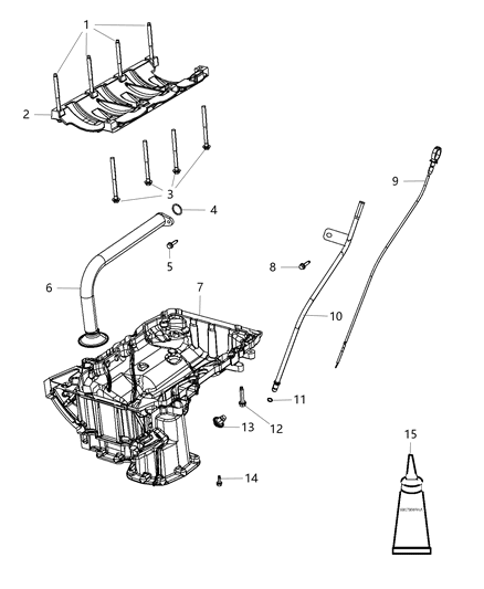 2020 Ram 1500 Engine Oil Pan & Engine Oil Level Indicator & Related Parts Diagram 2