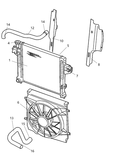 2004 Jeep Liberty Radiator & Related Parts Diagram 1